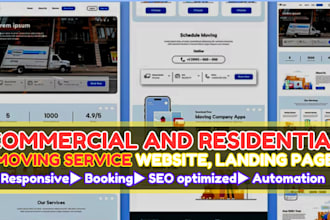 commercial, residential moving service website, moving service landing page