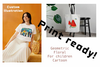 draw a custom illustration for printing on clothing t shirts or postcards etc
