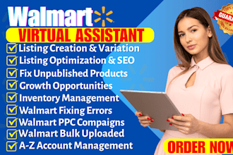 create walmart listing, SEO, PPC management and  wfs setup, fix walmart errors