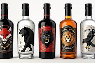 design premium wine label, luxury beer label and bottle packaging