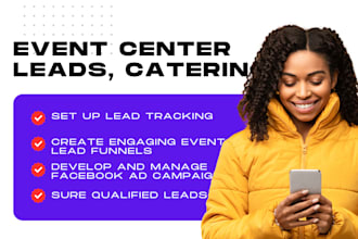generate event center leads, catering leads, event landing page, planning leads