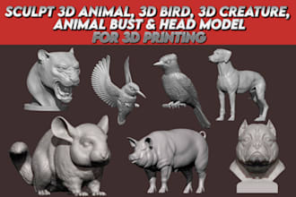 sculpt 3d animal model animal bust head character birds creature for 3d printing