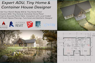 design adu, container tiny homes permit set for construction