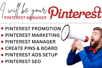 be your pinterest marketing manager setup plnterest seo pins and board for sales