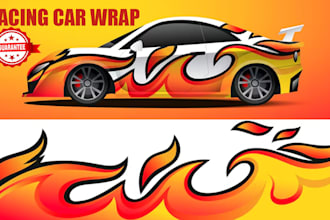 do modern racing car wrap, sports car, jump car design, vehicle wrap, truck wrap