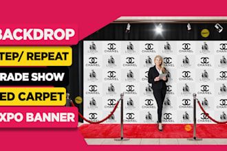 design step repeat backdrop banner, trade show banner, red carpet or expo banner