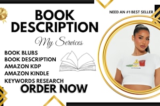 write amazon kindle book description, keyword, niche topic research, book blurbs