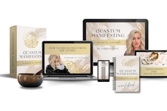 design digital product mockups or online course bundle