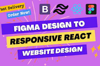 convert figma to react responsive website with bootstrap or tailwind