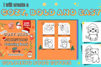 create a cozy, bold and easy coloring book covers for amazon KDP