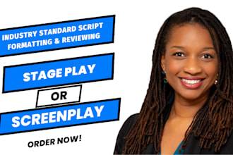 format, write, and give feedback on your stage play, teleplay, or screenplay