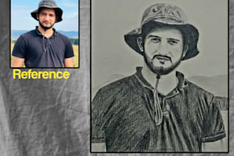 do pencil and charcoal sketch portrait for you