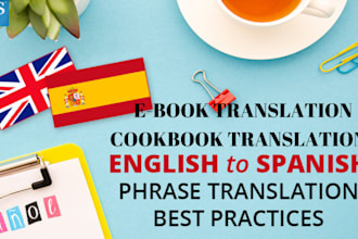 write and translate cookbook, ebook, shopify website to german, spanish