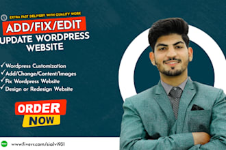 customize, update and edit wordpress website very quickly