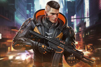 design fantasy and cyberpunk character illustration