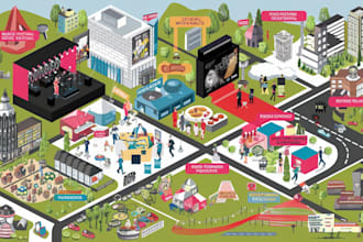draw custom vector travel map illustration design
