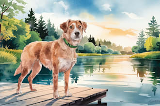 create a custom watercolor pet portrait or pet painting