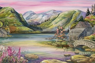 paint original watercolor landscape painting