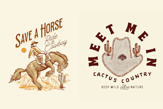 design vintage cowboy western logo with illustration style
