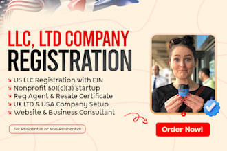 do US llc company registration, nonprofit startups 501c3 with ein uei number rfq
