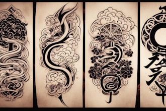 do a original custom japanese tattoo design of your choice