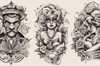 create old school or traditional tattoo design