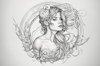 create a unique line art tattoo design