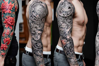create custom tattoo design, tattoo sleeve