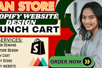 create launch cart website shopify print on demand store, stan store design