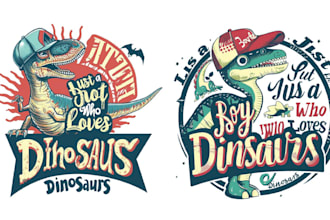 do vintage dinosaur t shirt logo and illustration design