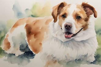 draw watercolor pet portrait