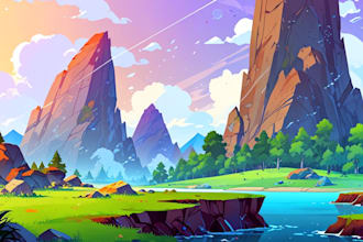 create 2d landscape and fantasy background
