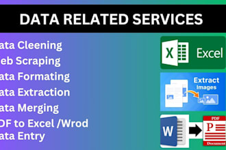 convert PDF to excel, format excel and CSV data, merge, scrape, data management