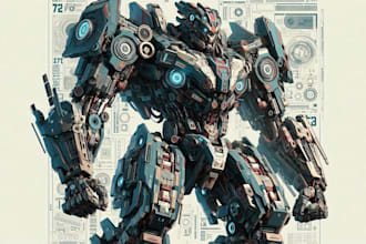 design robots and concept art of futuristic mecha