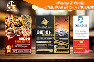 design a flyer, brochure , poster, or menu card graphic