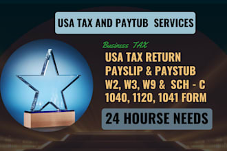 prepare form 1040, 1065, 1041, 941, w2, w9 paystub, payroll, payslip for uk usa