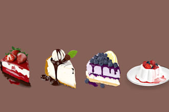 create custom food and drink illustrations for menu and logo
