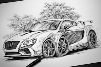 draw black and white line art
