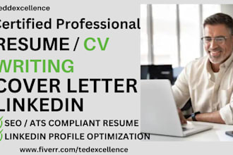 write resume, CV, cover letter, linkedin optimized  profile