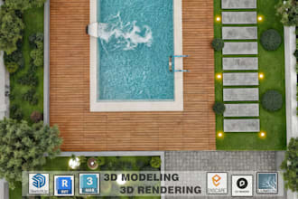 do landscape design, 3d renderings for patio, terrace, garden, pool and backyard