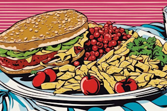 draw food in retro pop art roy lichtenstein style