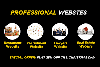 create real estate website, restaurant web, lawyers website, and recruitment web