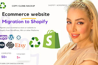 migrate wix, squarespace, wordpress, woocommerce, weebly store to shopify store