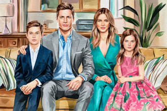 paint watercolor portrait painting for your family, couple, house, pets, cars