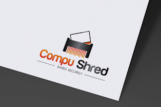 do a modern minimalist computer shredding logo design secure