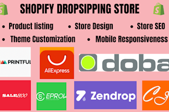 set up shopify using zendrop printiful aliexpress salehoo shein importer doba