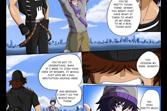 illustrate comic book page, nsfw character, nsfw comic page, anime and manga