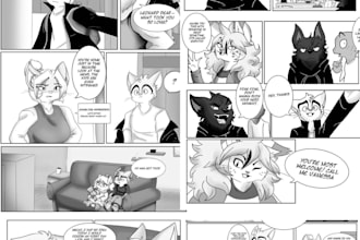 illustrate comic book page, nsfw character, nsfw comic page, anime and manga