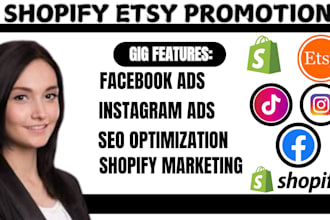 set up shopify esty store shop marketing promotion SEO traffic sales view