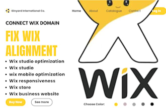 connect wix domain, fix wix alignment, wix mobile responsive, finish wix website